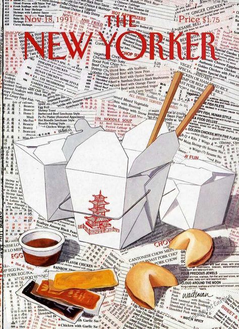 Nov.18, 1991 - William Waitzman The New Yorker Magazine, Chinese Takeaway, New Yorker Magazine, New Yorker Covers, Dorm Posters, Early 90s, Vintage Magazines, Vintage Magazine, The New Yorker