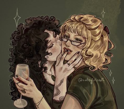 Marauders Art, Crimson Rivers, Narcissa Black, Bellatrix Black, Rita Skeeter, Marauders Fanart, Marauders Fan Art, Drawing Procreate, Black Sisters