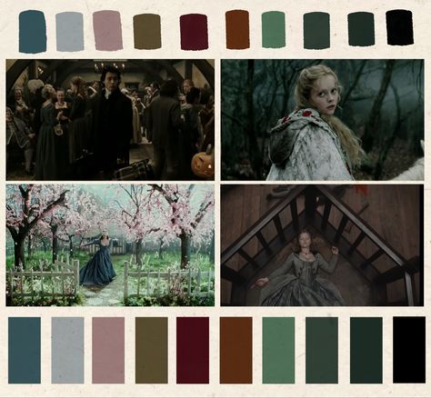 Moody desaturated winter color palette for the ninties Tim Burton Adapation Sleepy Hollow #timburton #aesthetic #goth #horror #color #colour #colorscheme #colorpalette #cinematography #cinema Sleepy Hollow Color Palette, Gothic Colour Scheme, Ominous Color Palette, Coraline Colour Palette, Tim Burton Colour Palette, Stormy Beach Color Palette, Horror Movie Colour Palette, Grunge Color Palette Aesthetic, Silent Hill Color Palette