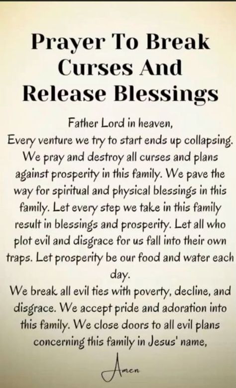 Prayer To Break Generational Curse, Curse Breaking Prayers, Prayer To Cancel Evil Plan Of The Enemy, Prayer To Remove Evil Spirits, Prayer To Break Curses, Family Prayers, Prayer For Family, Armor Of God, Good Prayers