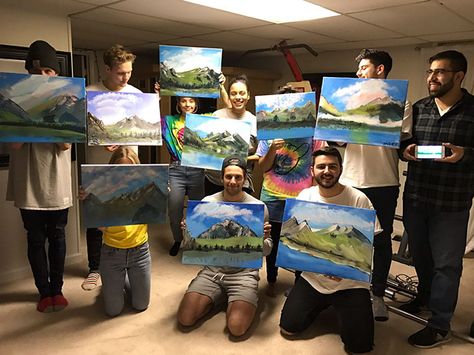 People Are Obsessed With This 22-Year-Old Guy Who Had A Bob Ross Birthday Party Bob Ross Birthday Party, Bob Ross Party, Birthday Party Quotes, Bob Ross Funny, Bob Ross Episodes, Bob Ross Birthday, Painting Bob Ross, Happy Birthday Painting, Ross Williams