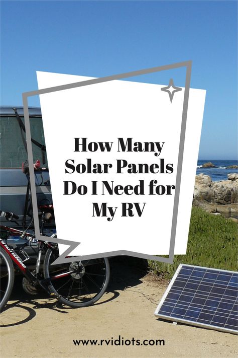 When considering adding a solar power system to an RV one of the most common questions is “How many solar panels do I need for my RV?” This sounds like a simple question, but unfortunately, it is not and nor is the answer. Solar panels are only one component of an RV solar system and to determine how many panels are needed we must look at the system as a whole. Here we’ll go through how to properly size a solar system to provide the power that you need when you are off-grid. #rvlife #gorving #rv Rv Solar Power Diy, Solar Panels For Rv, Camper Solar System, Trailer Updates, Rv Solar Power System, Diy Solar Power System, Power Ideas, Rv Conversion, Rv Solar Panels