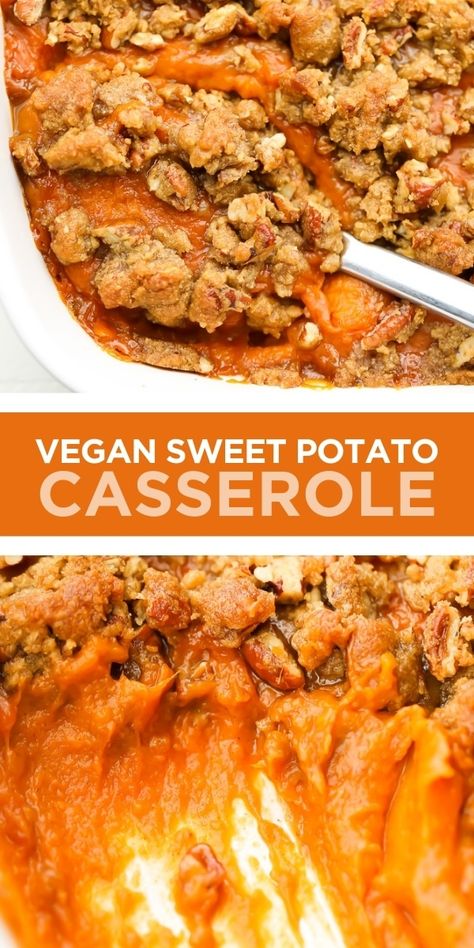 Vegan Sweet Potato Casserole, Thanksgiving Side Dishes Healthy, Pecan Topping, Vegan Holiday Recipes, Sweet Potato Recipes Casserole, Vegan Thanksgiving Recipes, Vegan Side Dishes, Vegan Sweet Potato, Vegan Thanksgiving