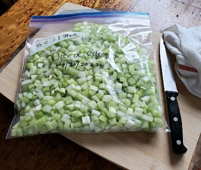 Ready to Use Diced Celery ready for the freezer. Celery Uses, Freezing Celery, Preserving Celery, Freeze Celery, Freezing Celery How To, Can You Freeze Fresh Celery, Can You Freeze Celery, How To Freeze Carrots And Celery, How To Keep Celery Fresh In Fridge