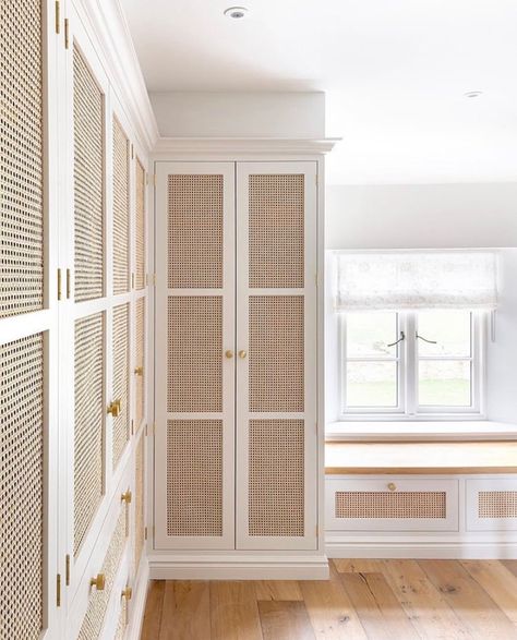 Diy Closet Doors, Rattan Doors, Built In Cabinet, Wardrobe Interior Design, Roman Blind, Mudroom Bench, The Farmhouse, Dressing Room Design, Built In Wardrobe