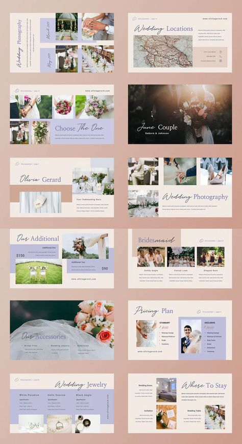 Wedding Planner PowerPoint Presentation Template. 40+ unique slides Wedding Planning Presentation, Event Planner Portfolio Template, Moodboard Event Planner, Wedding Powerpoint Template, Wedding Planner Portfolio, Wedding Presentation Design, Bridesmaid Powerpoint, Wedding Powerpoint, Moodboard Layout