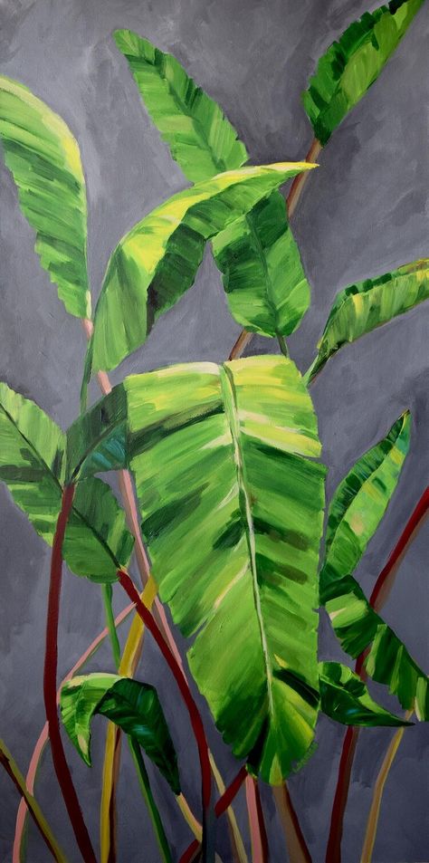 Tropical Art Painting, Tropical Leaf Painting, Tropical Art Print, Hawaii Art, Another Country, Plant Painting, Tropical Foliage, Leaf Wall Art, Tropical Art