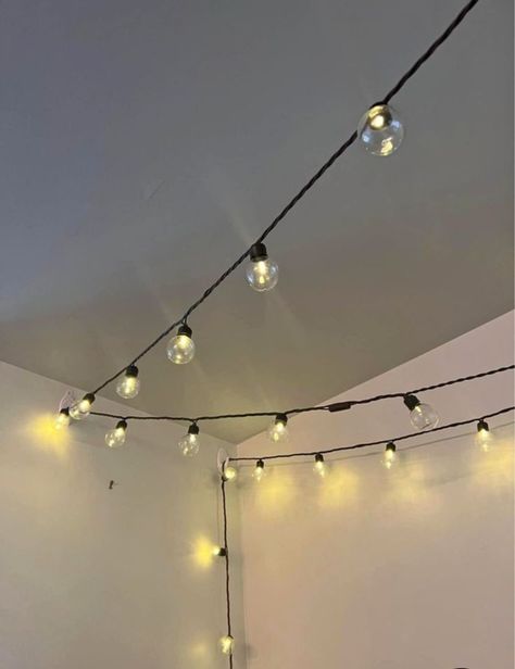 Dorm Room Ceiling Lights, Hanging Room Lights, Dangle Lights In Bedroom, Bulb Lights For Bedroom, String Lights Bathroom Ceiling, Room Lights Decor Ceiling, Light Bulb Lights Bedroom, String Lights Ceiling, String Lights On Ceiling