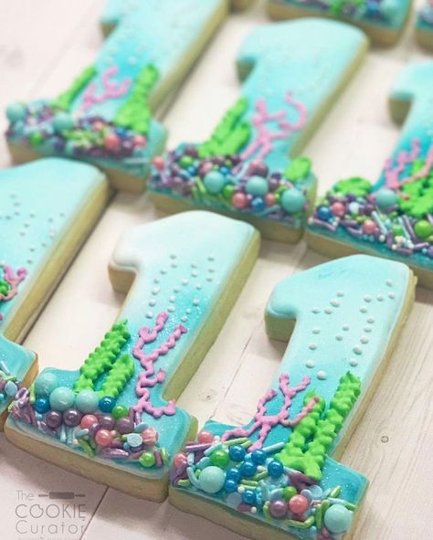 Life Is The Bubbles, Mermaid Party Food, First Birthday Cookies, Mermaid Cookies, Lucky Charms Marshmallows, Fish Cookies, Ocean Birthday Party, Crazy Cookies, Boys 1st Birthday Party Ideas