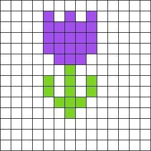 Tulip Grid Pattern, Tulip Perler Beads, Pixel Simple Art, Tulips Pixel Art, Simple Perler Bead Patterns Ideas, Pixel Art Pattern Simple, Pixel Art Easy Ideas, Easy Perler Bead Patterns Simple, Pixel Art On Paper