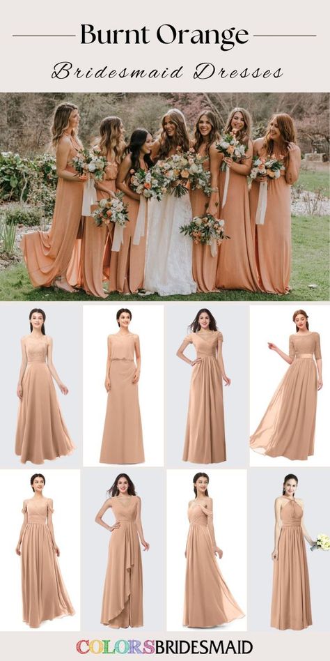 Burnt orange bridesmaid dresses in plus size, on sale under $100, in 600+ custom-made styles and all sizes. 150+colors, made to order, fast arrived, color sample available. #colsbm #bridesmaids #bridesmaiddresses #orangewedding #weddingideas #burntorangedress b2042 Bridesmaid Dresses Burnt Orange, Bridesmaid Dresses Orange, Burnt Orange Bridesmaid, Burnt Orange Bridesmaid Dresses, Dusty Orange, Orange Bridesmaid, Orange Bridesmaid Dresses, Burnt Orange Dress, Burnt Orange Color