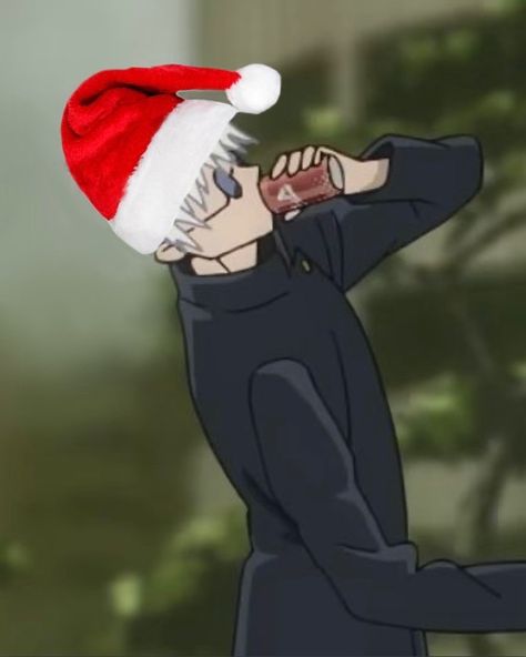 Gojo With Santa Hat, Jjk Christmas, Gojo Saturo, Aesthetic Guys, Gojo Satoru, Anime Kawaii, Santa Hat, Jujutsu Kaisen, Jujutsu