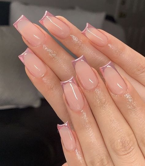 Nails Inspiration Classy Short, Number Outfits, Acrylic Nails For Light Skin Color, Square Mid Length Nails, Box Tip Nails, Wedding Nails Bridesmaid Square, Sunday Fun Day Outfits, Chromatic French Nails, Square Acrylic Nails Birthday