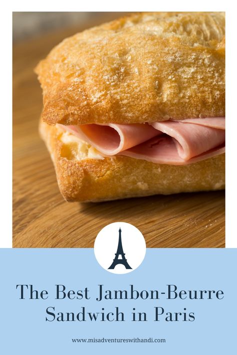 A French favorite! Here’s why the Jambon Beurre, the French ham sandwich is the most consumed meal in France and where to get it in Paris! French Ham Sandwich, French Ham And Cheese Baguette, Ham And Butter Sandwich, French Sandwich Recipes, French Croque Monsieur, French Sandwich, French Loaf, Baguette Sandwich, Ham Sandwiches