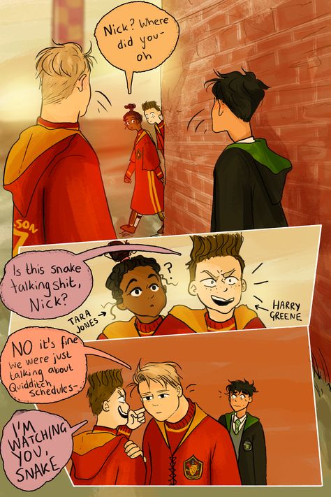 canonically ticklish character — heartstoppercomic: Mini-Comic: The Invitation A... Tara Jones, Nick And Charlie, Gryffindor Slytherin, Alice Oseman, Alice Book, Gay Books, The Invitation, Lgbt Love, Mini Comic