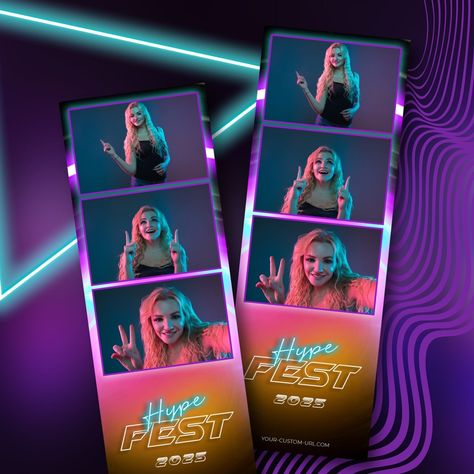 Neon Photo Booth Ideas, Neon Photobooth, Photo Booth With Neon Sign, Futuristic Photobooth, Neon Photo Booth, Futuristic Photo Booth Design, Photobooth Print Designs, Photobooth Strip, Photobooth Idea