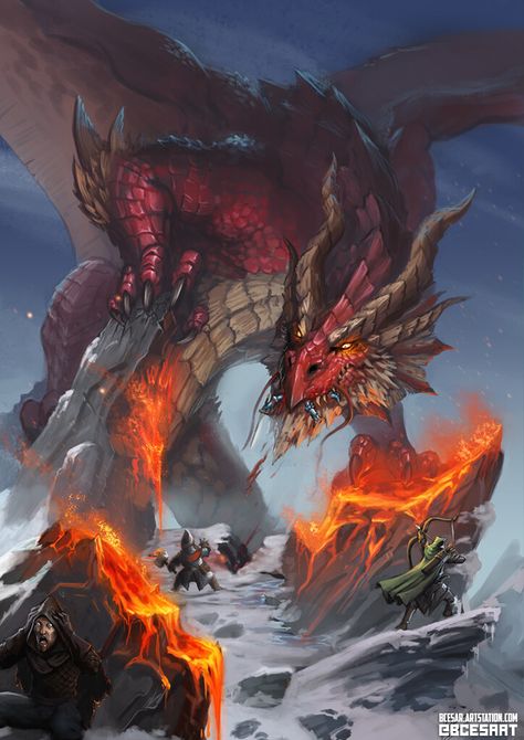 ArtStation - Red Dragon, Bruno Cesar Magic Inspiration, Image Spiderman, Legendary Dragons, Dragon Artwork Fantasy, Dnd Dragons, Heroic Fantasy, Cool Dragons, Dnd Monsters, Beautiful Dragon