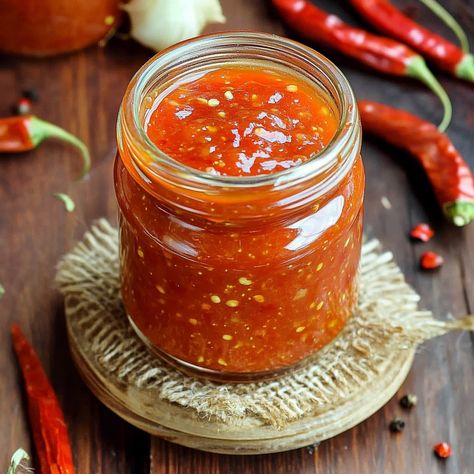 Quick and easy homemade sweet chili sauce with a perfect balance of sweet, tangy, and spicy flavors. Ready in just 15 minutes! Crab Cakes In Oven, Crab Cakes In Air Fryer, Crab Cakes Sauce, Crab Cakes With Canned Crab, Best Crab Cakes Recipe, Crab Cake Sides, Crab Cake Sauce, Homemade Sweet Chili Sauce, Sweet Chili Sauce Recipe