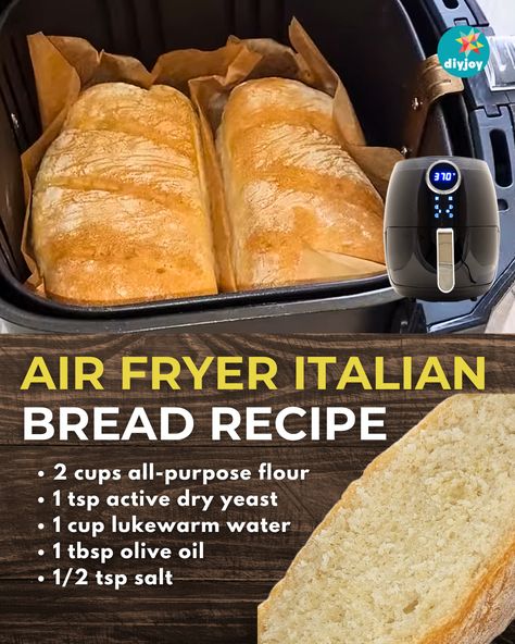 Did you know you can make Italian bread using your air fryer? Yes, you can. It has a chewy crust with a soft interior. It's easy to make; no need to knead the dough. Learn how to make homemade Italian bread with this easy recipe. Homemade Italian Bread, Italian Bread Recipe, Blueberry Lemon Cake Recipe, Air Fryer Bread, Cornbread Muffins Recipe, Bacon Chili, Italian Bread Recipes, Air Fryer Food, Diy Joy