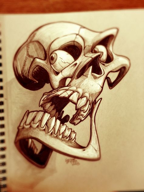 New School Skull Drawing, Skull Sketch Simple, Drawings Of Skulls, Cool Skull Drawings, Skull Art Tattoo, Line Tattoo Ideas, Magic Runes, Skull Sketch, Skull Art Drawing