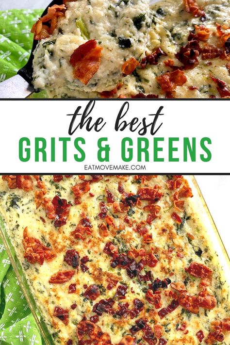 Southern Grits Casserole, Best Southern Side Dishes, What To Make With Collard Greens, A Southern Soul Recipes, Collard Casserole, Grits Casserole Dinners, Greens And Grits Casserole, Collard Green Casserole Southern Style, Southern Sides Vegetables