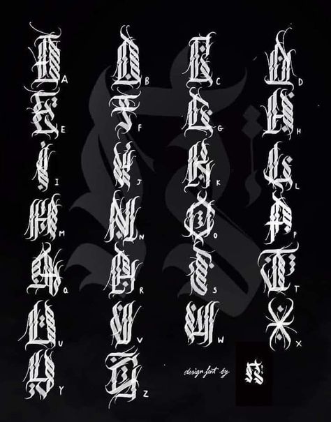 Dark Calligraphy Tattoo, Tattoo Alphabet, Tattoo Font For Men, Tattoo Lettering Alphabet, Alfabet Font, Black And White Snake, Tattoo Fonts Alphabet, Graffiti Art Letters, Traditional Tattoo Designs