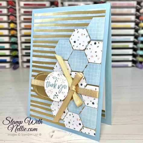 Hexagon Cards, Abstract Beauty, Beautiful Shapes, Paper Daisy, Dsp Cards, Making Videos, Bee Cards, Card Layouts, Designer Series Paper