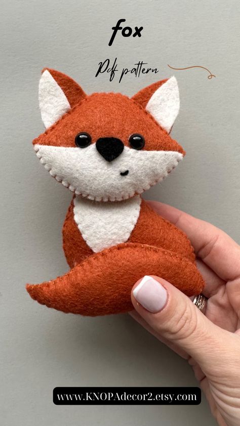 Set of 4 pdf felt pattern woodland animals, sewing instruction and 4 video stitch that will help beginners learn to sew. Set included pattern fox, bunny, elk and beaver. Height of toys 8-12cm (3.1-4,7 inch). #babyornament woodland animals #fox handmade #bear plush gift plush how to sew baby felt animals toys #felt tutorial felt craft pattern cute felt deer pattern #feltsewing for beginners handmade felt garland baby ornament felt cute deer plush gift #sewing stuffed #doll toy funny woodland ornament #feltpattern #knopatoys #feltornaments pattern DIY felt toys mom to be gift easy plushie #feltanimals #miniature #cribmobile baby mobile pattern felt Felt Fox Ornament, Felt Deer Pattern, Fox Plush Pattern, Diy Felt Toys, Fox Sewing Pattern, Animals Sewing, Felt Deer, Felt Tutorial, Felt Woodland