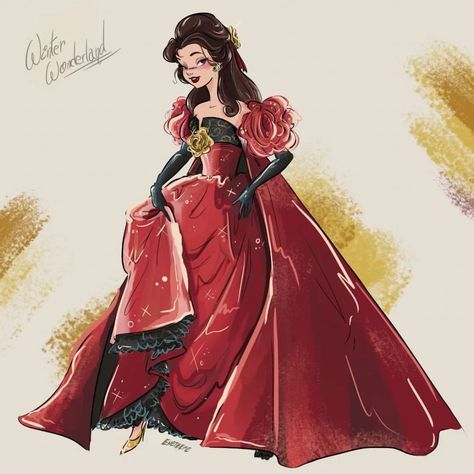 Designer Disney, Wonderland Fashion, Belle And Beast, Disney Princess Fan Art, Disney Princess Belle, Disney Princess Fashion, Disney Crossovers, Belle Disney, Disney Princess Dresses