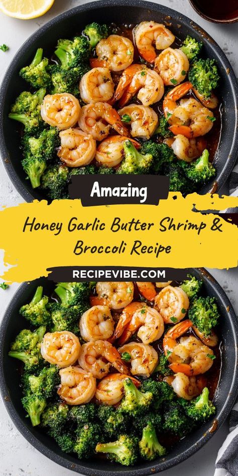 Want to elevate your weeknight dinners with a scrumptious seafood recipe? Try this Honey Garlic Butter Shrimp & Broccoli for a delightful meal that’s full of flavor and nutrition! Perfect for busy evenings, save this recipe to keep your seafood dinner ideas fresh and exciting! Honey Garlic Butter Shrimp, Broccoli Shrimp, Seafood Dinner Ideas, Shrimp Broccoli, Shrimp And Broccoli, Honey And Soy Sauce, Broccoli Recipe, Fun Food Ideas, Garlic Butter Shrimp