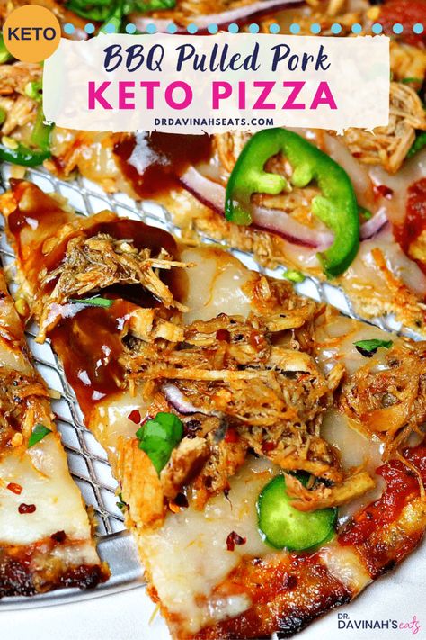 Pressure Cooker Pulled Pork, Keto Pizza Recipes, Low Carb Pizza Crust, Pizza Crust Recipes, Pulled Pork Pizza, Keto Basics, Keto Bbq, Fathead Dough, Cauliflower Pizza Crust