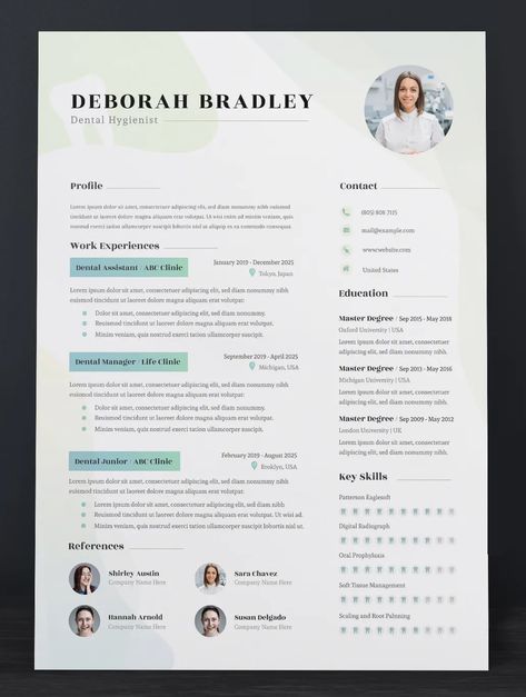 Cv Model, Dental Resume, Cv Models, Dental Hygiene Student, Cv Design Template, Dental Posts, Modern Cv Template, Modern Cv, Professional Cv