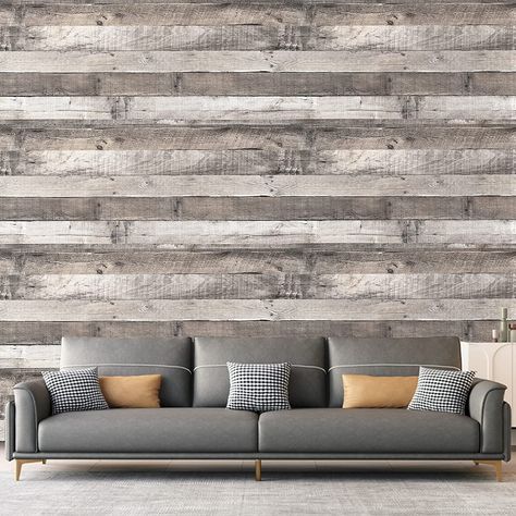 Caltero Wood Peel and Stick Wallpaper Gray Self-Adhesive Removable Contact Paper,17.71"x 32.81 ft - Walmart.com Grey Wood Wallpaper, Gray Peel And Stick Wallpaper, Stairwell Wallpaper, Rustic Wood Wallpaper, Wood Peel And Stick Wallpaper, Stick On Wood Wall, Wallpaper For Bathroom, Wallpaper Rustic, Wood Plank Wallpaper