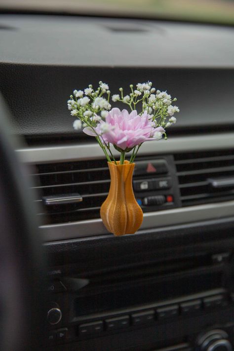 Mini car vase for air vent / bio based / natural air freshener / zero waste / perfect gift - Demeter - by NewAntheia on Etsy Car Vase, Boho Car Accessories, Gold Car, Purple Car, Natural Air Freshener, Cozy Boho, Car Accessories For Women, Mini Succulents, Small Bouquet