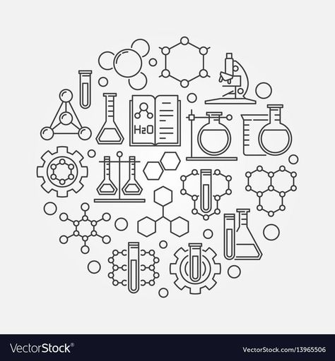 Chemistry lab round Royalty Free Vector Image - VectorStock | Chemistry, Chemistry labs, Chemistry art Round Illustration, Chemistry Lab Equipment, Chemistry Art, School Book Covers, Chemistry Lab, School Wall Art, Chemistry Labs, Graffiti Style Art, Dream Symbols