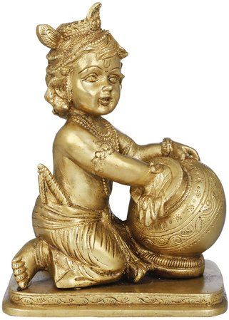 Brass Statue 7 inch Height X 5.4 inch Width X 3.6 inch Depth 2.4 Kg Murlidhar Krishna, Gopala Krishna, Good Morning Krishna, Personal Altar, Happy Navratri Images, Buddhist Philosophy, Hindu Statues, Navratri Images, Krishna Statue