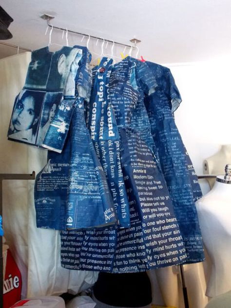 Cyanotype Skirt, Cyanotype On Clothing, Cyanotype Clothing Diy, Cynotype Artists, Cyanotype Clothing, Become A Photographer, Quilted Clothes, Denim Projects, Experimental Photography