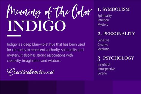 Indigo Color Meaning: Indigo Symbolizes Spirituality and Mystery – CreativeBooster Introvert Activities, Vibrant Academia, Graphic Design Freebies, Birth Colors, Colours That Go Together, Color Symbolism, Rainbow Quote, The Color Wheel, Indigo Color