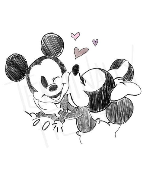 Mickey And Minnie Drawings Sketches, Mickey And Minnie Drawings, Minnie Mouse Drawing, Ideas Cartas, Valentine Cartoon, Mickey And Minnie Kissing, Mouse Sketch, Mickey And Minnie Love, Mickey Mouse Pins