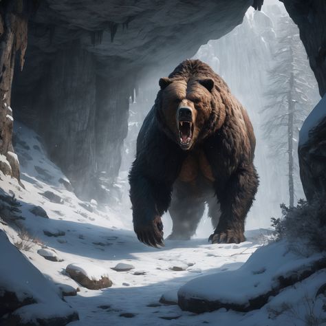 Happy Easter by K. Ingrid - Playground Prehistoric Age, Kodiak Bear, Cave Bear, Grizzly Bear, Bear Art, Winter Snow, Coming Home, Fantasy Inspiration, Creating Art