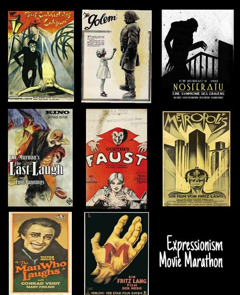 cinema 
movie Marathon 
german expressionism German Movies To Watch, German Films, German Expressionism Film, German Literature, Film Recommendations, German Movies, Fritz Lang, German Expressionism, Film Inspiration