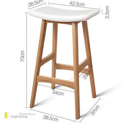 35 Standard Sizes For Different Types Of Furniture - Engineering Discoveries White Wood Bar Stools, Outdoor Wood Bar, Bar Chairs Diy, Wood Bar Top, Reclaimed Wood Bars, Bar Countertops, Wood Bar Table, White Bar Stools, Kursi Bar