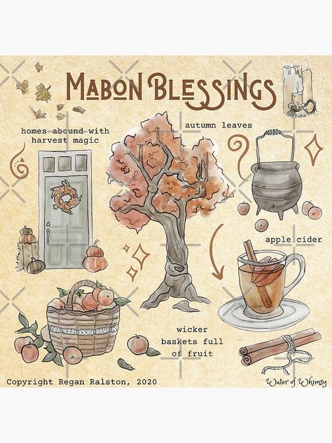 "Mabon Blessings Illustration in Watercolor" Art Print by WitchofWhimsy | Redbubble Water Of Whimsy, Witchcraft Stuff, Wiccan Sabbats, Whimsy Art, Magia Das Ervas, Wiccan Magic, Full Of, Eclectic Witch, Wiccan Spell Book