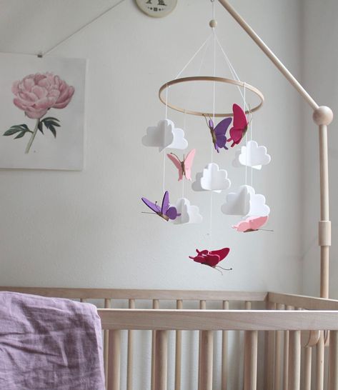 Sorrel + Fern Butterfly Mobile. #ad Crib Mobile Arm, Wood Mobile, Crib Decoration, Butterfly Nursery, Adorable Nursery, Outdoors Inside, Baby Crib Mobile, Girl’s Room, Nursery Crib