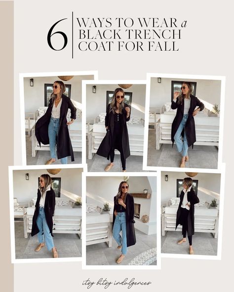 How To Wear Black Trench Coat, Soft Trench Coat Outfits, Black Trench Coat Casual Outfit, Women Black Trench Coat Outfits, Black Trench Coat Style, Styling Black Trench Coat, Outfit With Black Trench Coat, How To Style Black Trench Coat, How To Style Black Coat