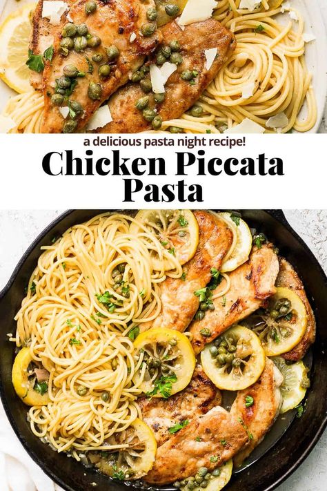 Chicken Picatta With Pasta, Chicken Piccata Over Pasta, Chicken Piccata With Lemon Sauce Pasta, Dinner Recipe For Hosting, Chicken Piccata Tortellini, Creamy Chicken Piccata Pasta, Chicken Piccata No Capers, Chicken Pacata Easy, Chicken Pacata Recipes