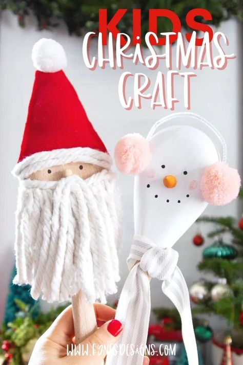 Wooden Spoon Santa, Wooden Spoon Craft Ideas, Wooden Spoon Ornaments, Wooden Spoon Crafts For Kids, Wooden Spoon Snowmen, Wooden Spoon Christmas Crafts, Spoon Christmas Crafts, Wooden Spoons Crafts, Christmas Wooden Spoons