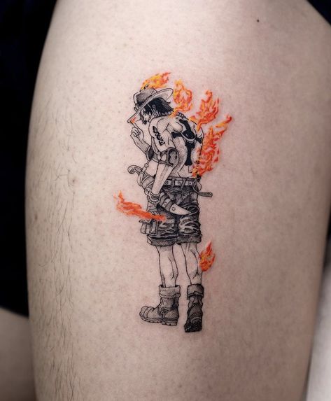 Ace Tattoos One Piece, Ace One Piece Tattoo Ideas, Portgas D Ace Tattoo, One Piece Tattoo Design, Tattoo Ideas Anime, Ace Tattoo One Piece, Piece Tattoo Ideas, One Piece Tattoo Ideas, Ace Onepiece