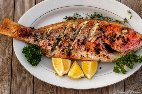 Grilled Whole Red Snapper (Oven Grilled) | Precious Core Whole Red Snapper Recipes Baked, Grilled Whole Snapper, Grilled Whole Fish Recipes Red Snapper, Ways To Cook Tilapia, Cooking Red Snapper Filets, Baked Red Snapper With Garlic And Herbs, Whole Red Snapper Recipes, Grilled Red Snapper, Red Snapper Recipes