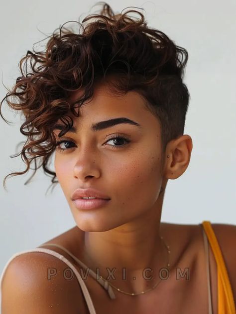 34 Unique Undercut Hairstyles Women Can Rock in 2024 Featuring Long Short Curly and Bob Cuts Curly Short Undercut, Curly Undercut Women, Short Curly Undercut, Asymmetrical Curly Bob, Pixie Cut For Curly Hair, Curly Hair Shaved Side, Shaved Curly Hair, Unique Undercut, Curly Hair Undercut